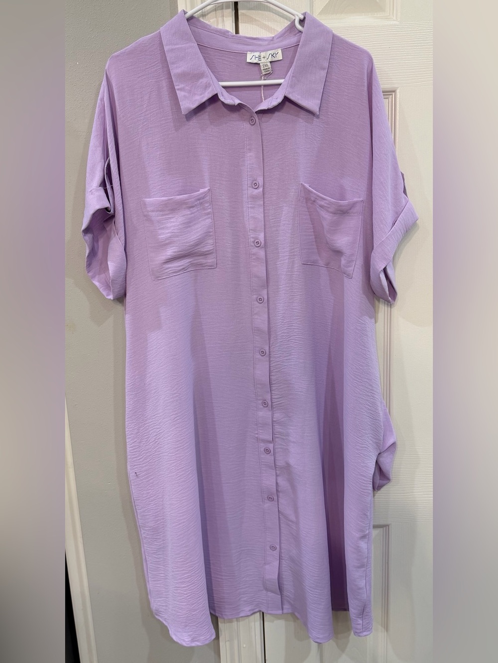 She+Sky Lavender Airflow Button-Up Shirt Dress Sz 2XL